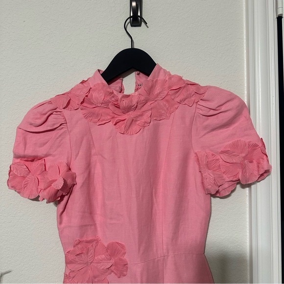 NWT Antonio MelaniWillow Floral Applique Mock Neck Short Sleeve Midi Dress - Picture 6 of 6